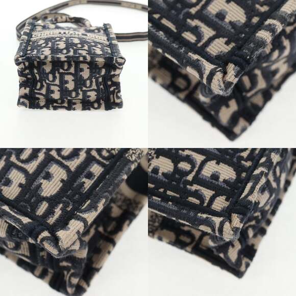 DIOR Trotter Canvas Book Tote Mini Bag Navy Gold - Picture 11 of 14